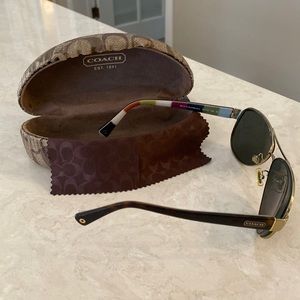 COACH aviator frames, gold, + box + cloth. For Rx lenses, sunglasses or regular.